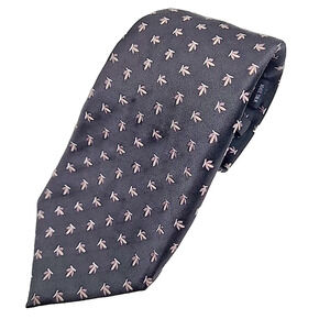 D'Este Black with Fleur de Lis Pattern Silk Necktie - Made in Italy - Like New